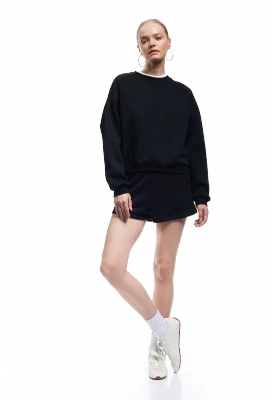 Bluza de trening cu maneci raglan - Negru
