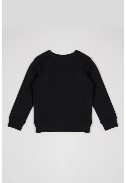 Bluza de trening de bumbac cu decolteu la baza gatului - Negru