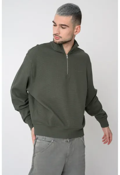 Bluza de trening de bumbac cu logo discret - Verde