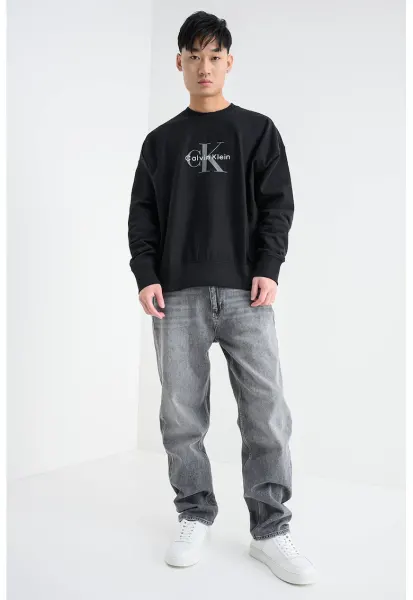 Bluza de trening din amestec de bumbac cu imprimeu logo - Negru/Gri antracit
