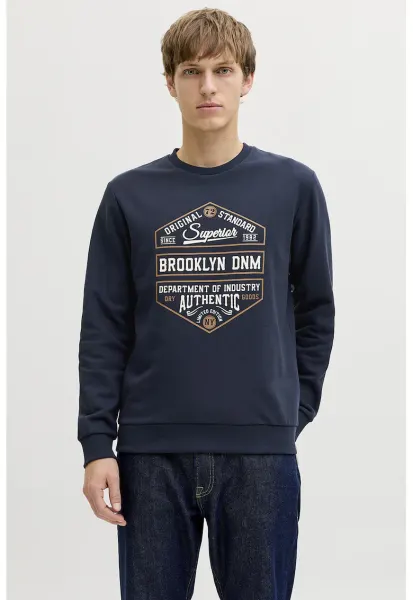 Bluza de trening din amestec de bumbac cu imprimeu text - Bleumarin