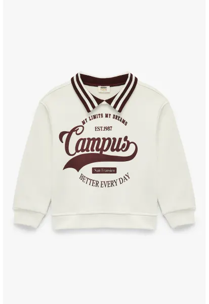 Bluza de trening din amestec de bumbac cu imprimeu - Visiniu/Alb fildes