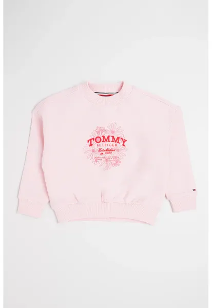 Bluza de trening din amestec de bumbac cu logo - Roz pastel