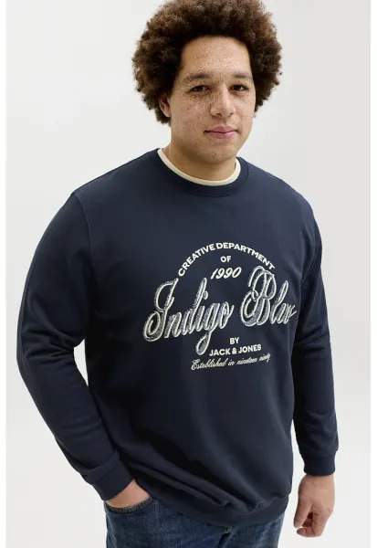Bluza de trening din amestec de bumbac organic cu imprimeu text - Bleumarin