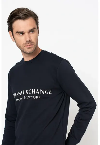 Bluza de trening din bumbac cu imprimeu logo - Alb murdar/Bleumarin