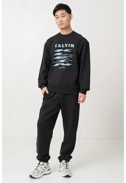 Bluza de trening din bumbac cu imprimeu logo - Negru/Albastru prafuit