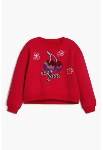 Bluza de trening din bumbac cu paiete - Rosu