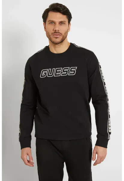 Bluza de trening din bumbac cu segmente logo - Negru