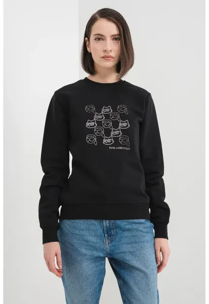 Bluza de trening din bumbac organic cu logo - Negru