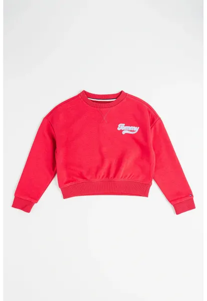 Bluza de trening din bumbac organic cu logo - Roz zmeuriu