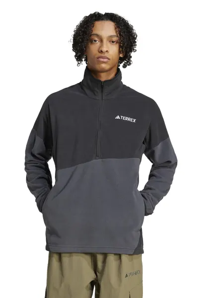 Bluza de trening din fleece cu fenta cu fermoar pentru drumetii - Negru stins/Gri inchis