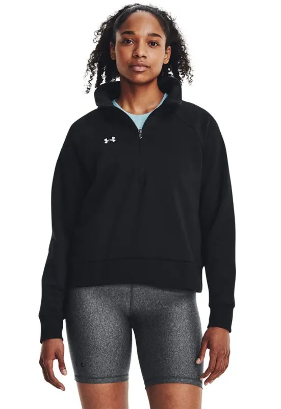 Bluza de trening din fleece cu fenta cu fermoar pentru fitness UA Rival - Negru