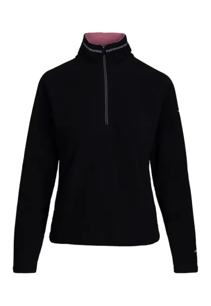 Bluza de trening din fleece cu fenta cu fermoar scurt Skylar - Negru/Roz deschis
