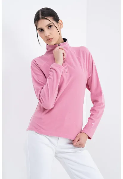 Bluza de trening din fleece cu fenta cu fermoar Skylar - Roz