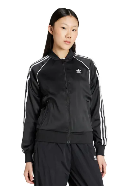 Bluza de trening din satin cu fermoar SST - Negru/Alb murdar