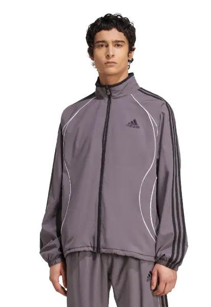 Bluza de trening lejera cu fermoar si guler mediu - Alb/Negru/Lila pal