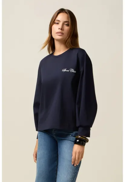 Bluza de trening lejera din amestec de bumbac - Bleumarin