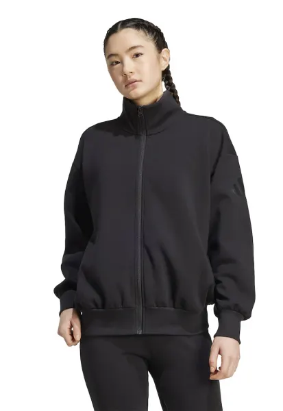 Bluza de trening lejera din amestec de modal cu fermoar si buzunare - Negru