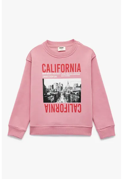 Bluza de trening regular fit cu imprimeu foto - Roz