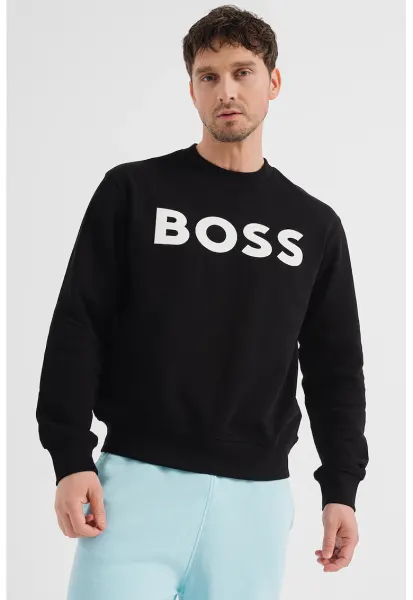Bluza de trening relaxed-fit cu imprimeu logo cauciucat Basic - Negru