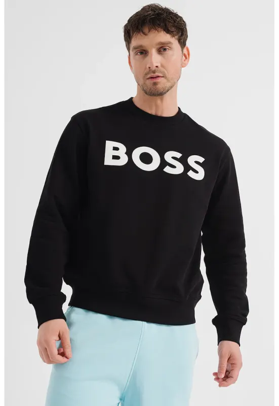 Bluza de trening relaxed-fit cu imprimeu logo cauciucat Basic - Negru
