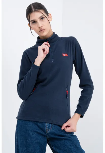 Bluza de trening slim fit cu fermoar Ulyssia - Bleumarin