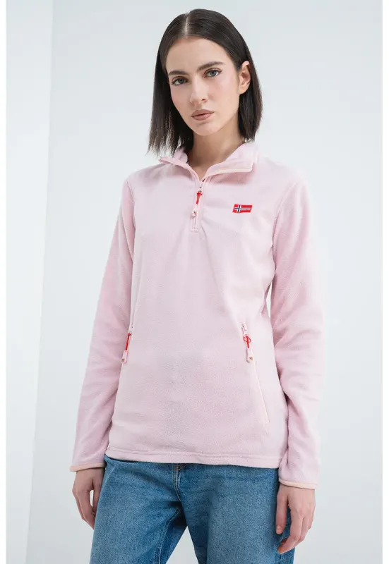 Bluza de trening slim fit cu fermoar Ulyssia - Roz pastel