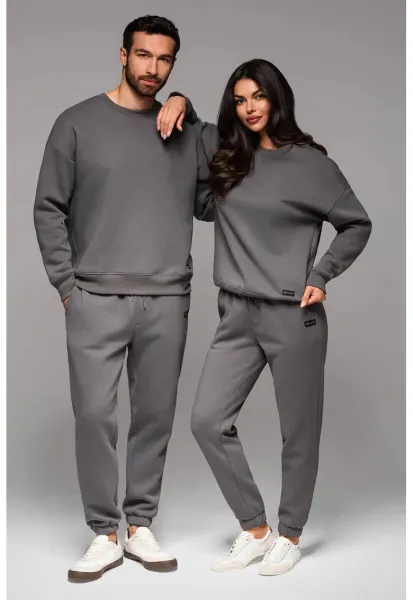 Bluza de trening unisex cu maneci cazute - Gri inchis