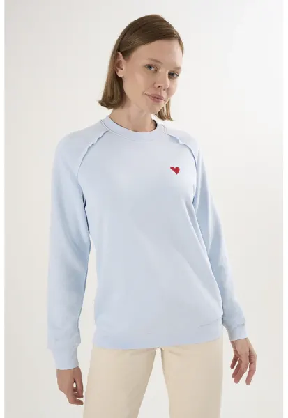 Bluza lejera de trening din bumbac cu maneci raglan - Albastru pastel