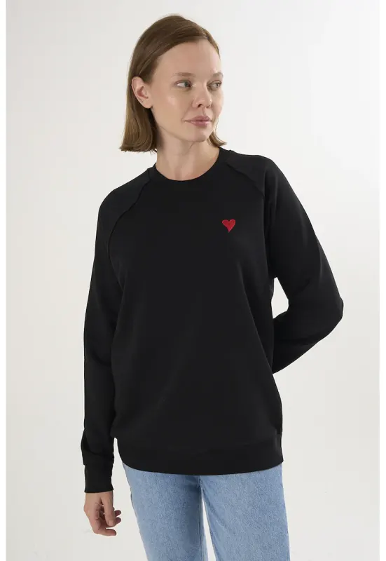 Bluza lejera de trening din bumbac cu maneci raglan - Negru
