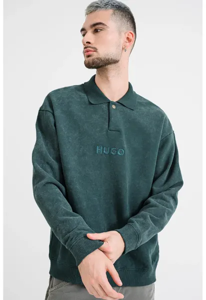 Bluza polo de trening cu logo brodat Delwy - Verde englez