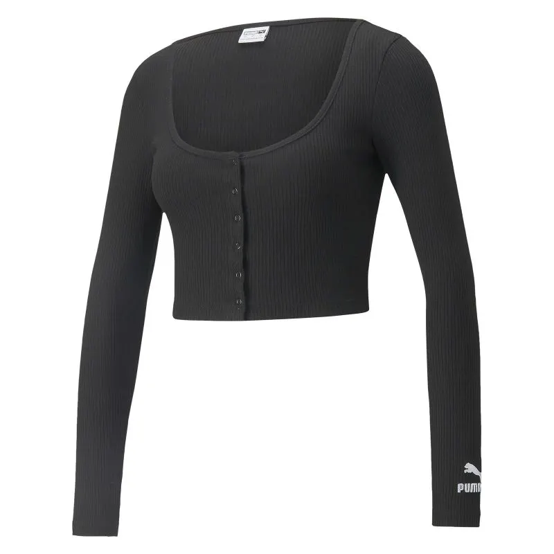 Bluza PUMA pentru femei CLASSICS RIBBED LONGSLEEVE TEE - 53345101