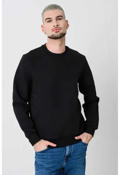 Bluza regular fit de trening din amestec de bumbac - Negru