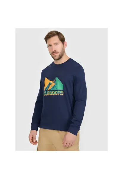 Bluza sport barbati - longsleeve - bleumarin - bumbac