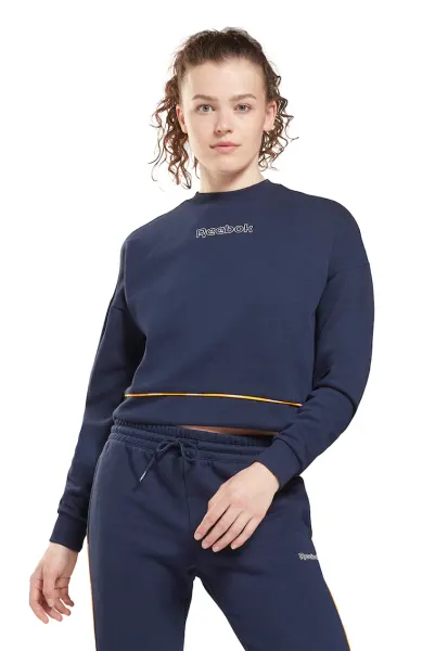 Bluza sport crop cu maneci cazute - pentru antrenament - Bleumarin
