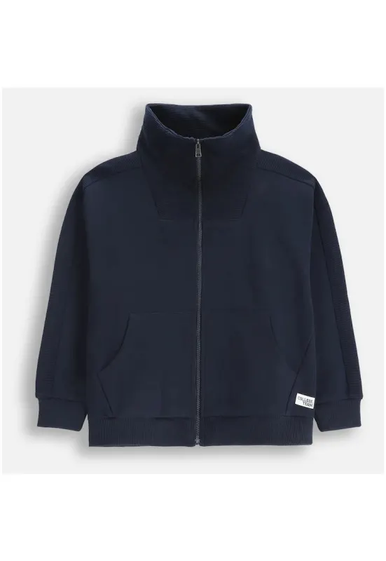 Bluza sport cu fermoar si insertii striate