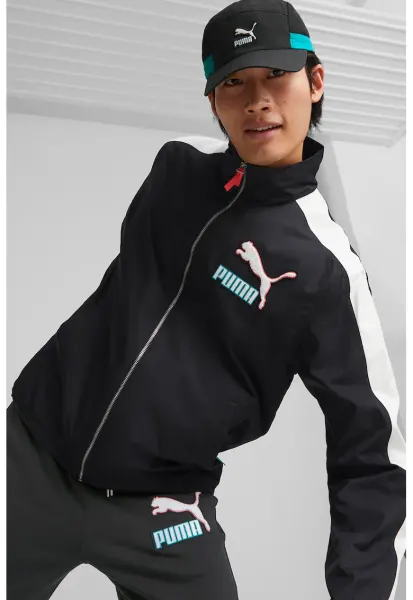 Bluza sport cu fermoar T7 Fandom - Negru stins/Alb optic