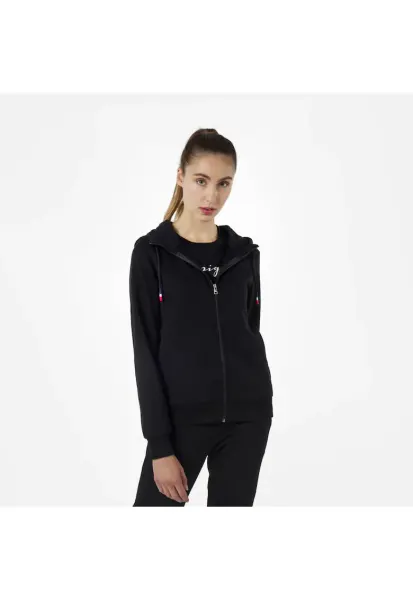 Bluza sport dama  Logo sweat cu fermoar - negru - Negru