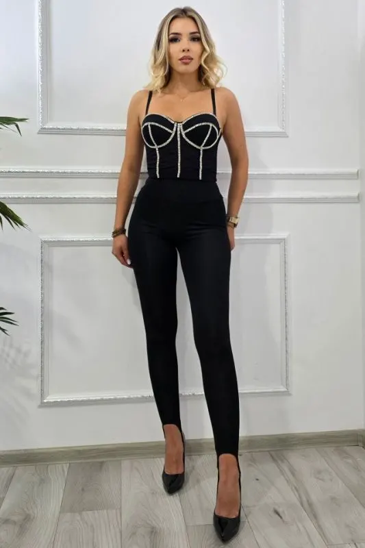 Colanti fitness TERRY MAT, cu banda elastica sub talpa, Negru
