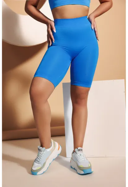 Colanti scurti cu talie inalta - pentru fitness - Albastru deschis
