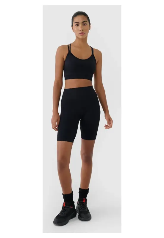 Colanti scurti de antrenament  talie inalta - elasticitate - negru - material sintetic