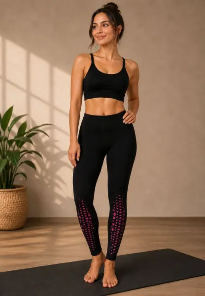 Colanți Sport Penti DUBLI – Roz Neon & Negru, Decupaj Plasă în Romburi,Engros