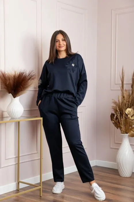 Compleu casual dama bleumarin cu bluza si pantaloni Phoenix
