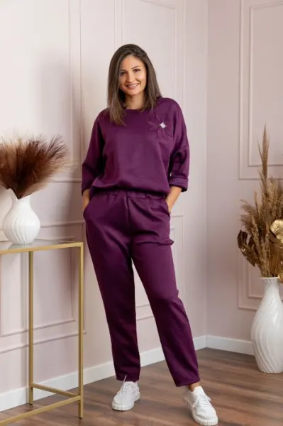 Compleu casual dama mov cu bluza si pantaloni Phoenix
