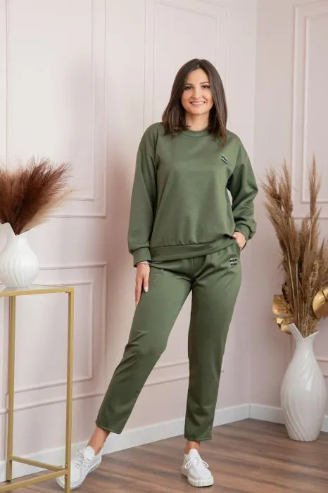 Compleu dama casual-sport kaki cu pantaloni Leanne