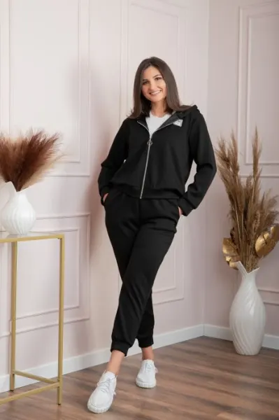 Compleu dama casual-sport negru cu gluga Josie