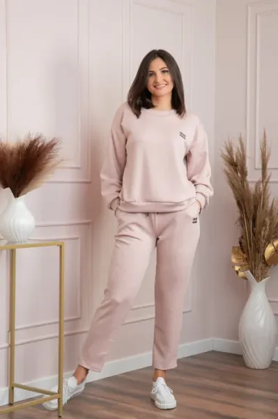 Compleu dama casual-sport roz cu pantaloni Leanne