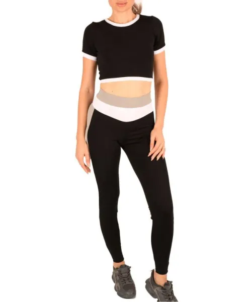 Compleu fitness negru cu dunga gri - cod 46427