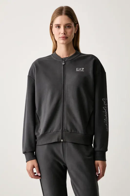 EA7 Emporio Armani hanorac cu fermoar pentru femei cu bumbac