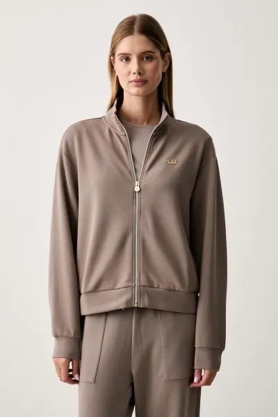 EA7 Emporio Armani  hanorac cu fermoar pentru femei cu modal
